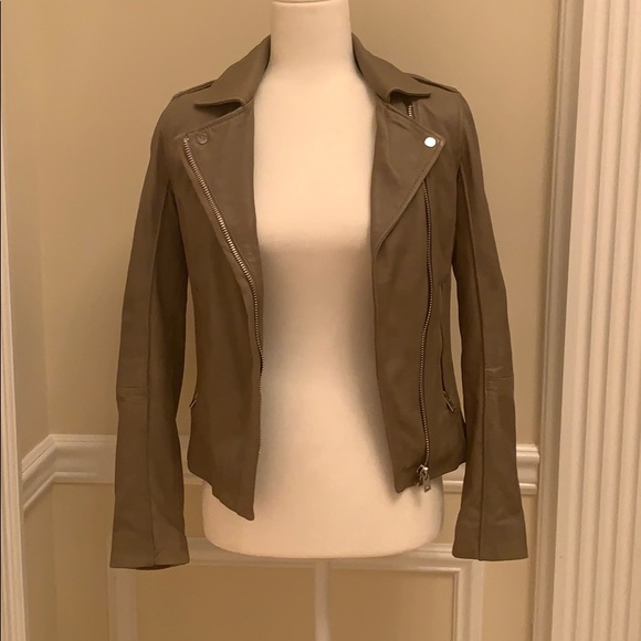 Zara Taupe Leather Jacket - Picture 3 of 9